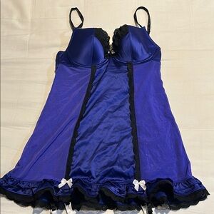 Elegant Blue and Black Lingerie Chemise